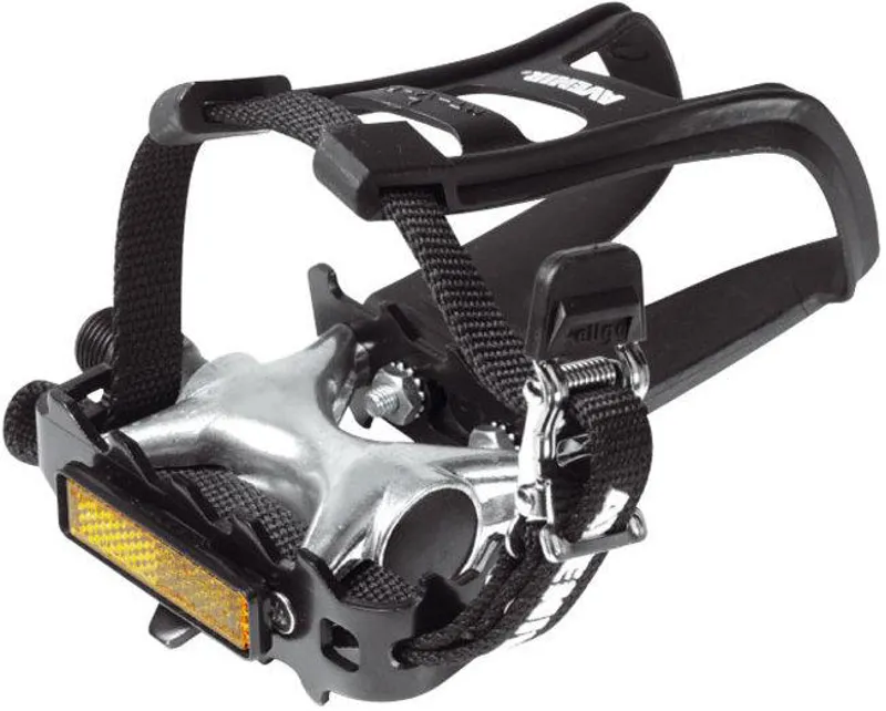 Raleigh MTB Pedals with Toe Clips and Straps 9/16 inch Black